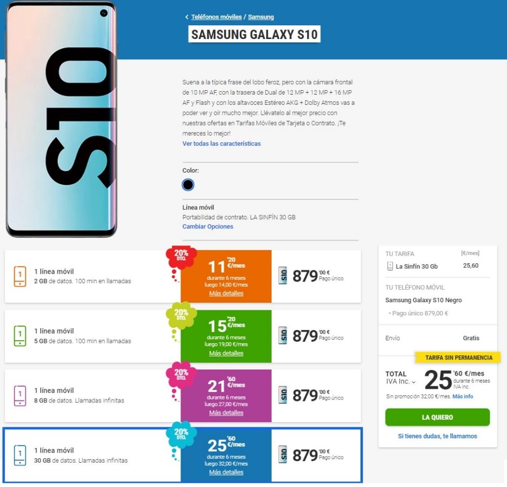 Galaxy S10 con Yoigo