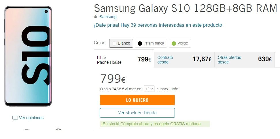 Galaxy S10 en Phone House