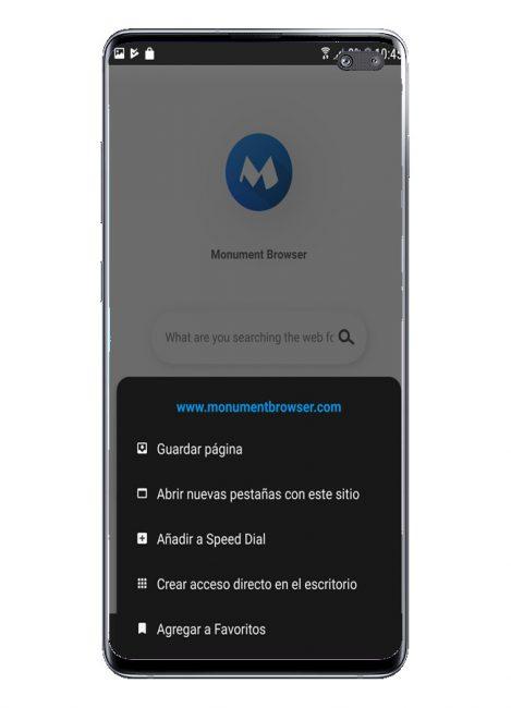 Opciones web de Monument Browser