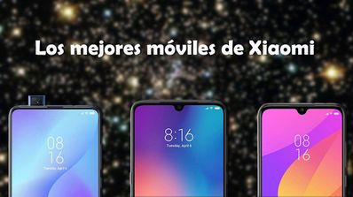 Xiaomi mi 9t pro, xiaomi mi 9 y xiaomi mi 9t sobre fondo de estrellas