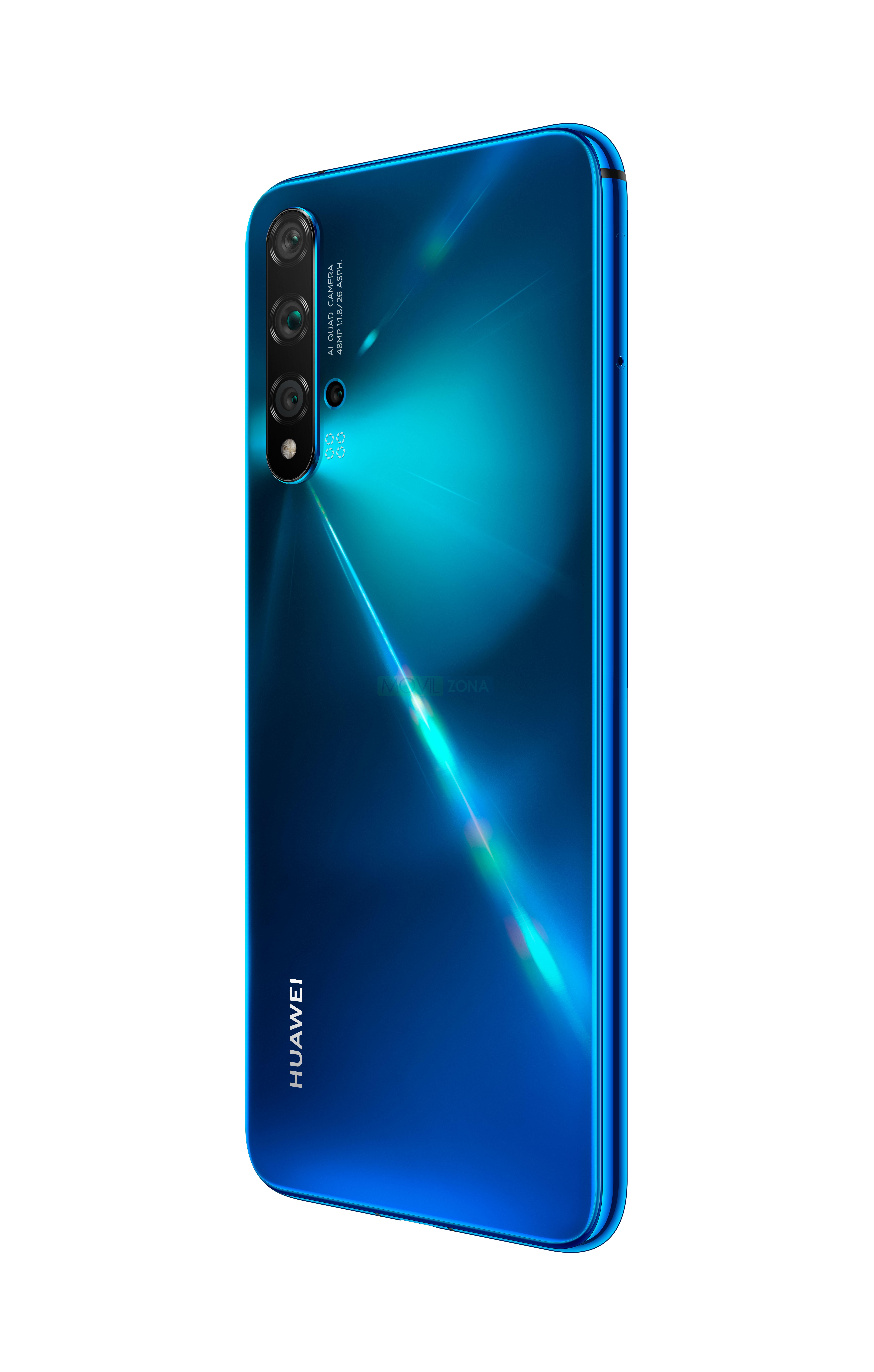 Huawei Nova 5T azul con cámaras