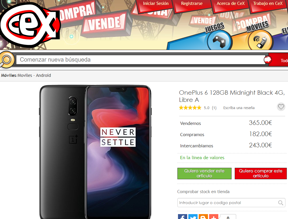 OnePlus 6 en CEX
