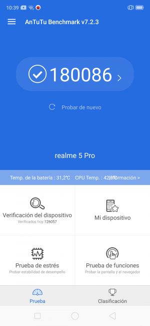 Resultados Antutu Realme 5 Pro