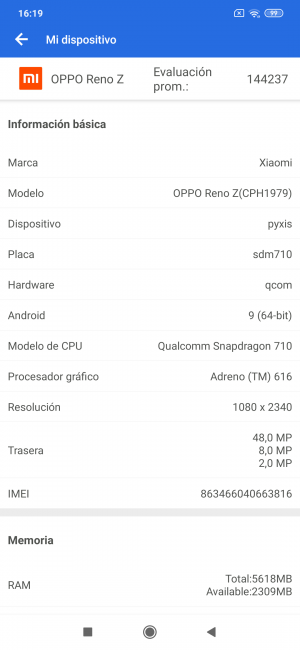Datos Antutu Xiaomi Mi 9 Lite