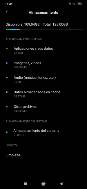 Almacenamiento del Xiaomi Mi 9 Lite