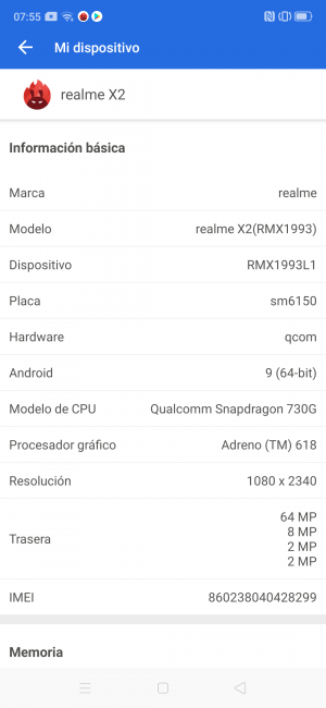 Datos Antutu Realme X2
