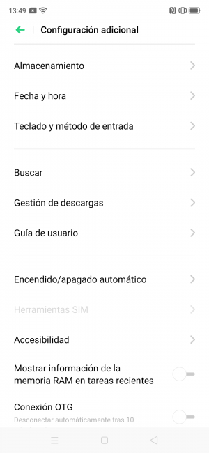 Opciones adicionales Realme X2