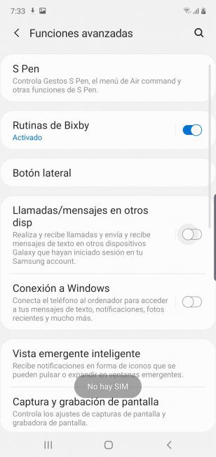 Opciones uso Samsung Galaxy Note 10