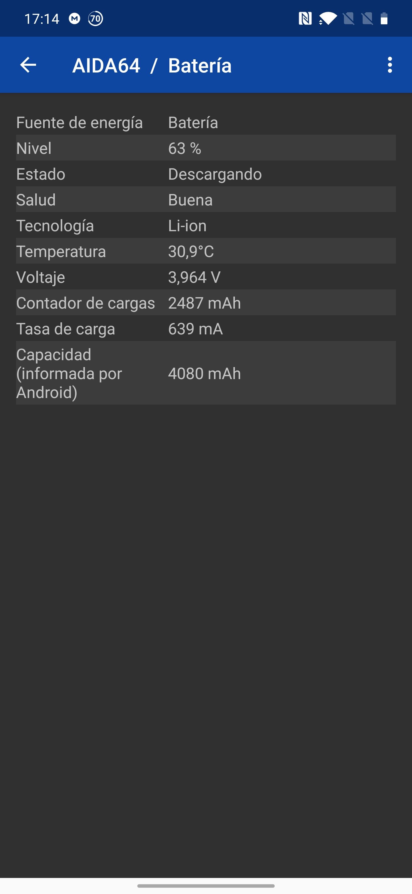 Información de la batería OnePlus 7T Pro