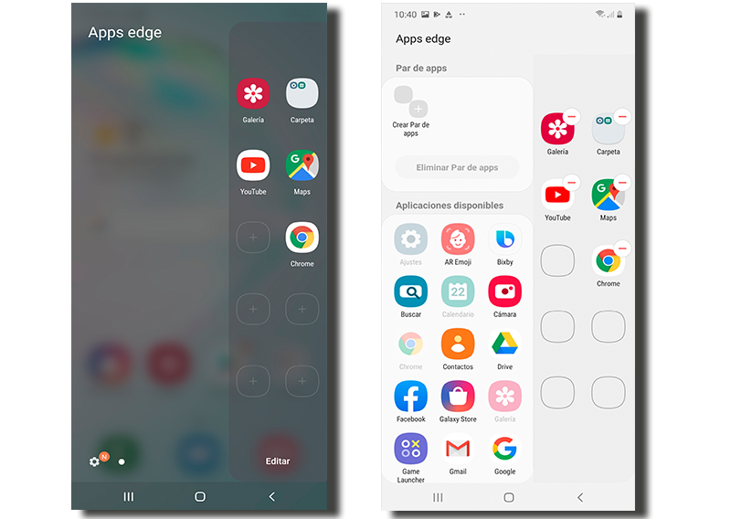 configuración pantalla edge