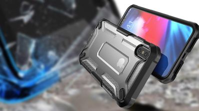iPhone XS con funda protectora resistente