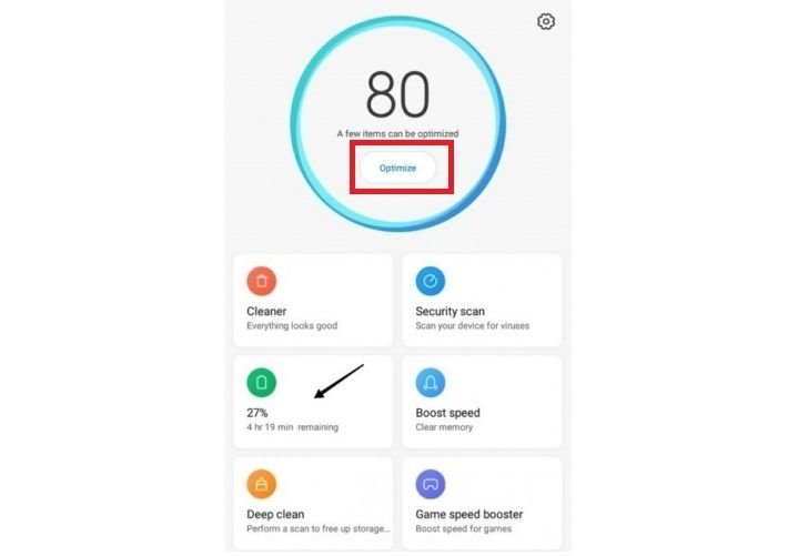 optimizador bateria Xiaomi