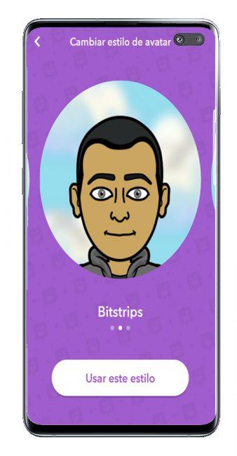 Avatar en la aplicación Bitmoji
