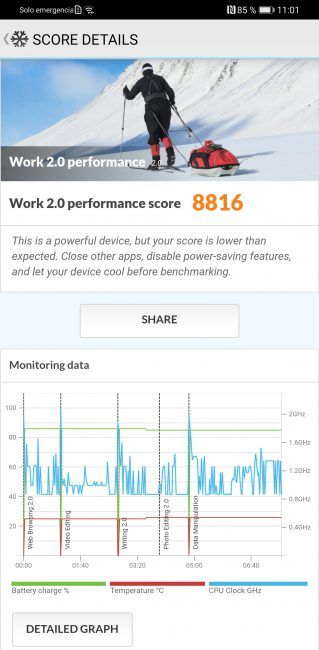 Resultados en PC mark con el Huawei Mate 30 Pro
