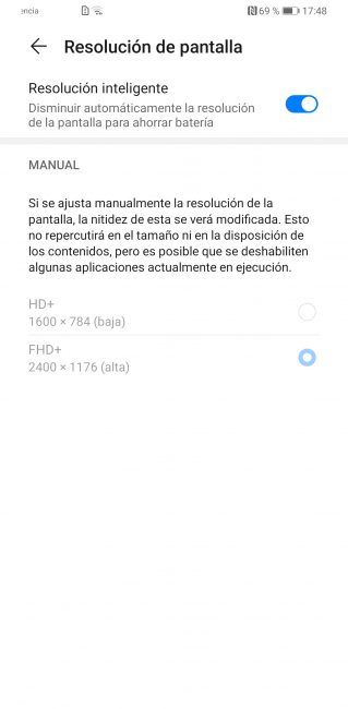 Gestión resolución del Huawei Mate 30 Pro