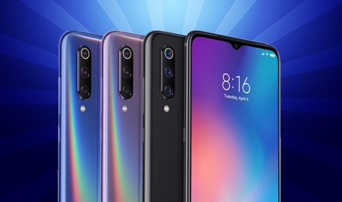 Xiaomi Mi 9 fondo azul con rayos
