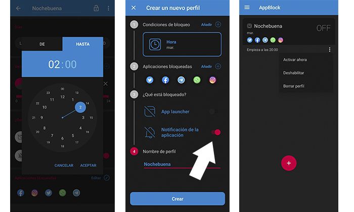 bloquear notificaciones móvil en nochebuena