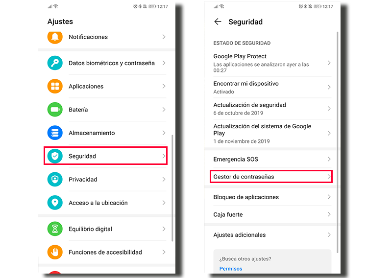 gestor contraseñas huawei