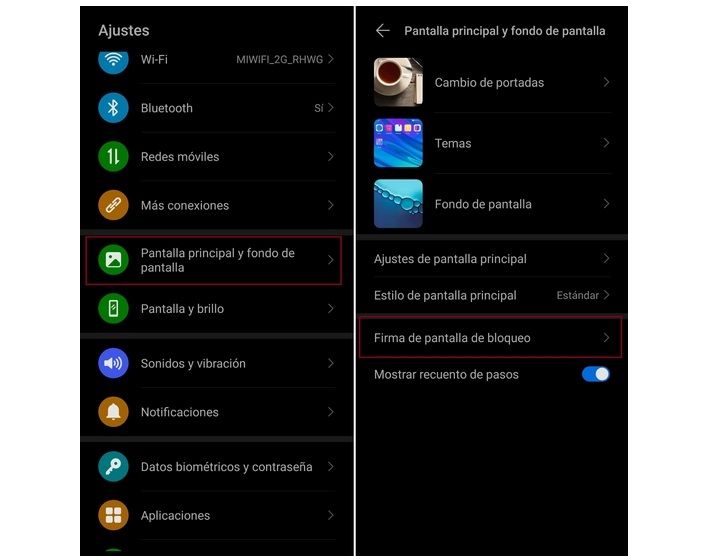 huawei firma pantalla