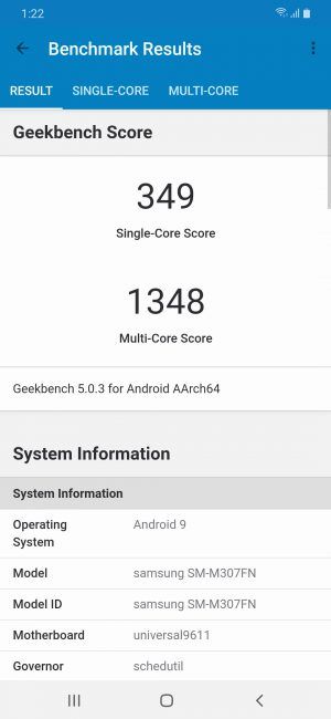 Resultado Geekbench Samsung Galaxy M30s