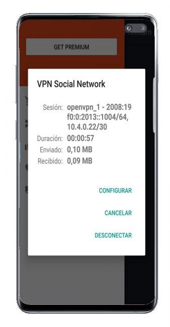 Datos conexión en Social Network VPN