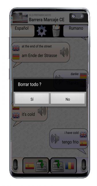 Borrar mensajes en Traductor para Conversaciones
