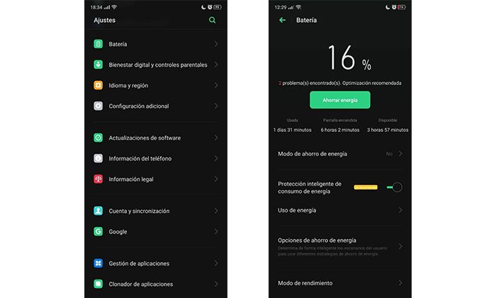 Ahorro de batería realme