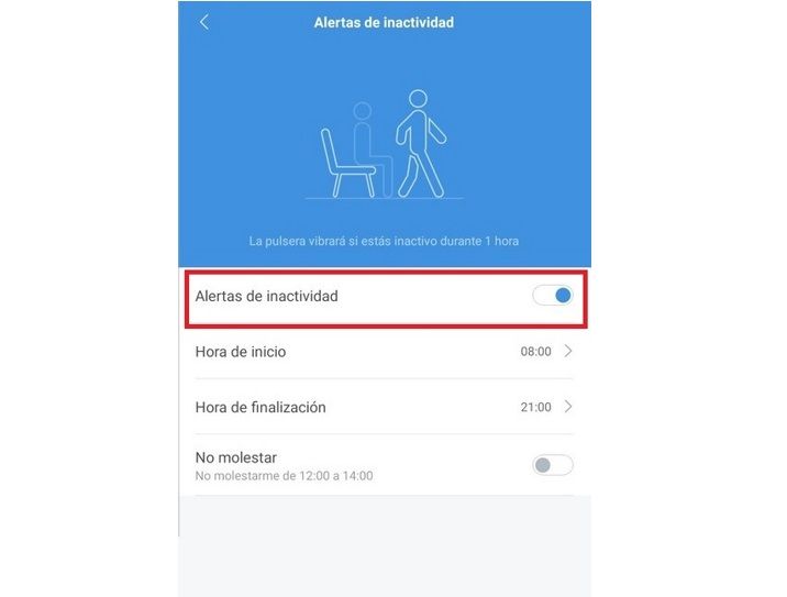 Alerta de inactividad Mi Band 4