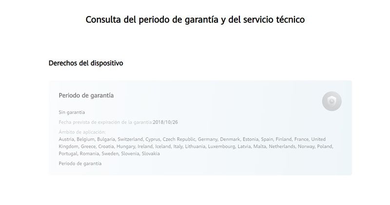 Comprobar garantia movil Huawei