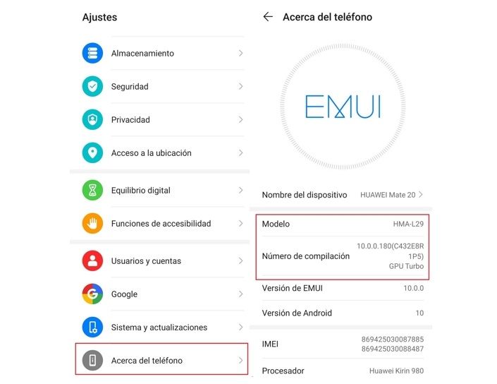 Huawei numero de modelo 01