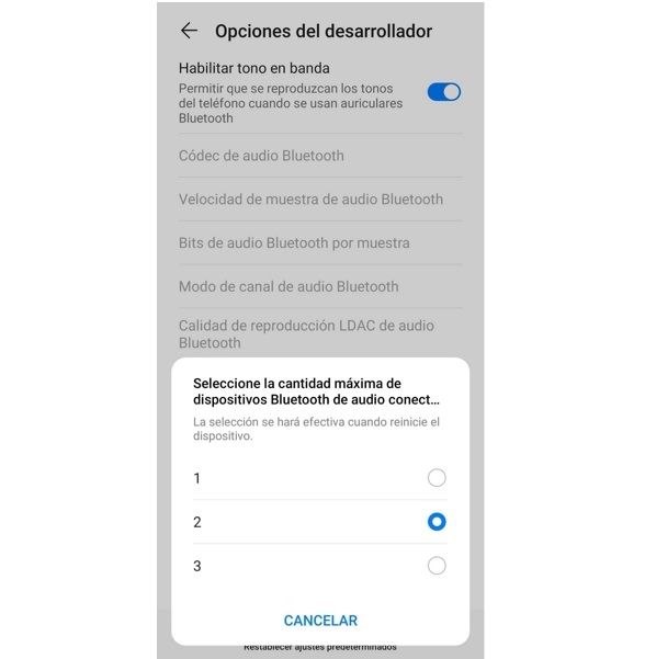Huawei opciones Bluetooth
