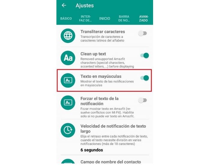 Notify and fitness mayusculas
