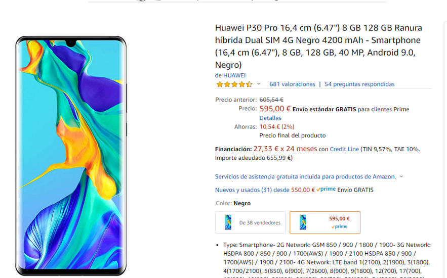 P30 Pro en Amazon
