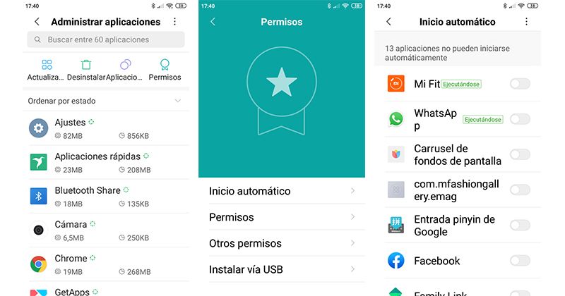 Permisos optimizar batería MIUI 11