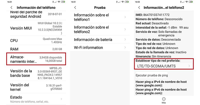 Tipo de red movil Xiaomi