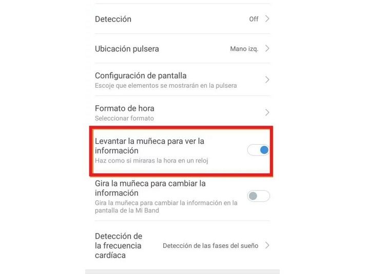 mi band 4 levantar muñéca