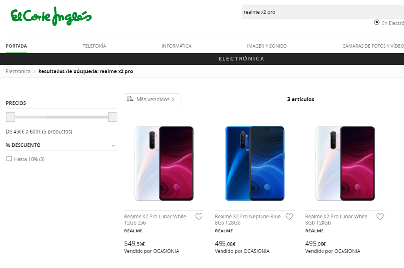 x2 pro el corte ingles