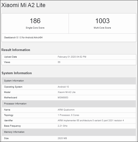 xiaomi mi a2 lite andorid