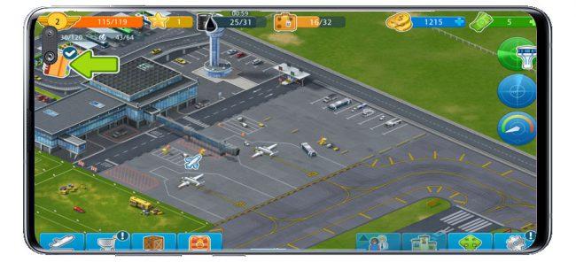 Interfaz del juego Airport City