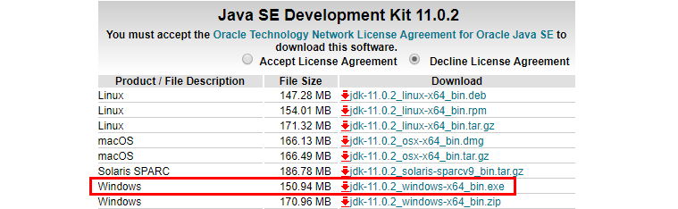 Java descarga