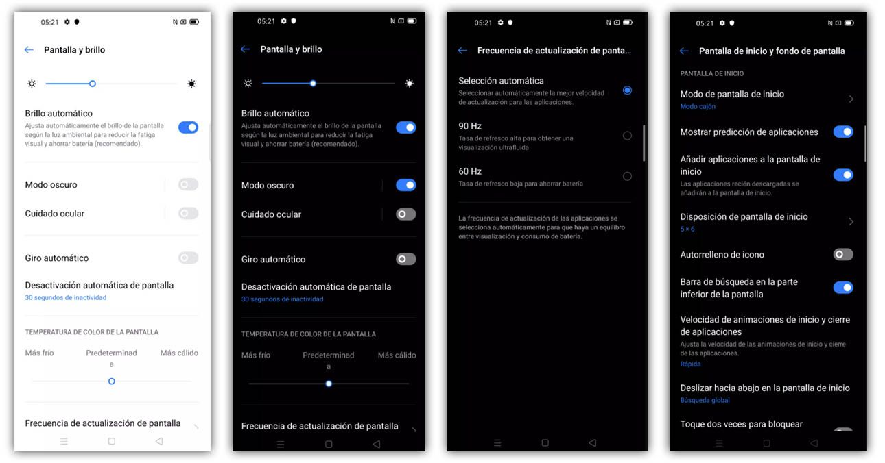 Ajustes pantalla realme 6