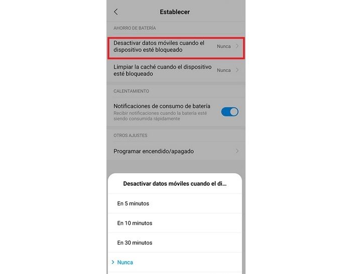 datos en intervalos miui 11