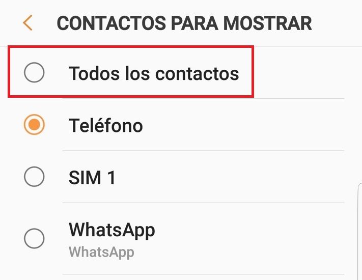 mostrar todos los contactos