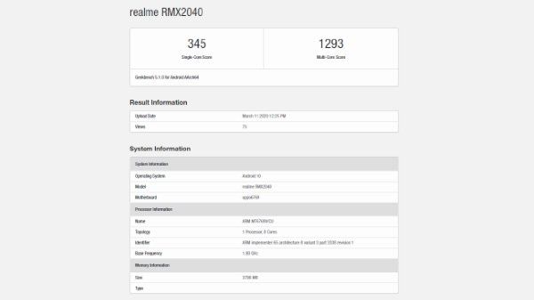 realme 6i geekbench