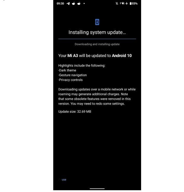Android 10 Xiaomi Mi A3