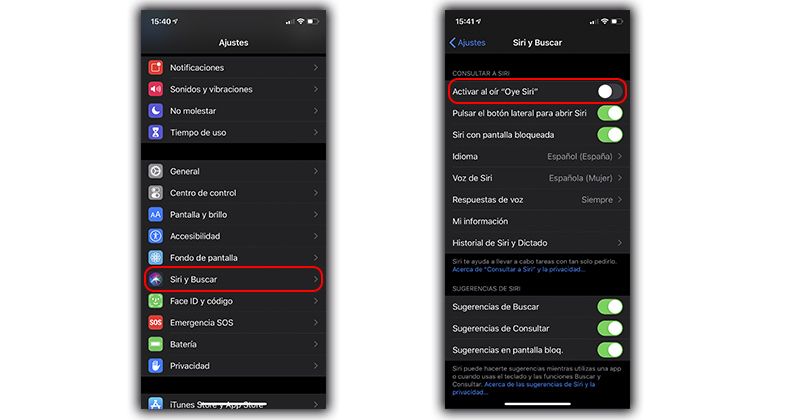 Desactivar Siri