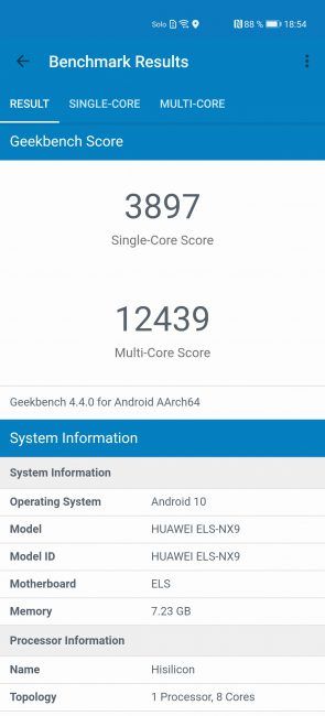Resultados geekbench Huawei P40 Pro