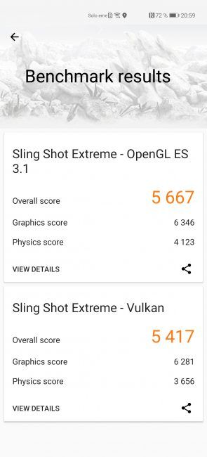 Resultado en 3D Mark Huawei P40 Pro