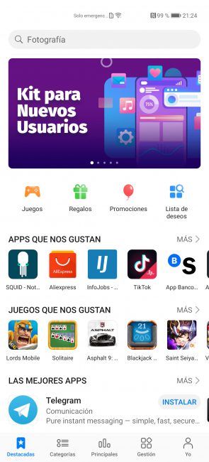 App Gallery en el Huawei P40 Pro