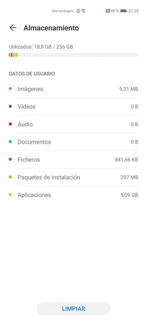 Alcenamiento del Huawei P40 Pro